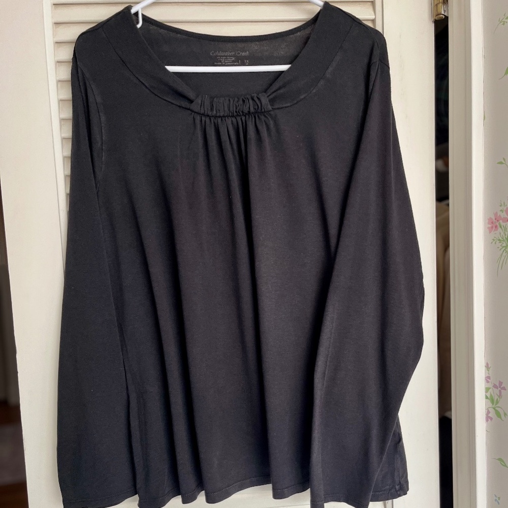 Coldwater Creek Black Flowy Cotton/Modal Shirt 1X